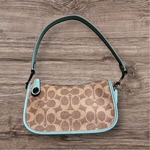 Coach Tan and Blue Signature Bag